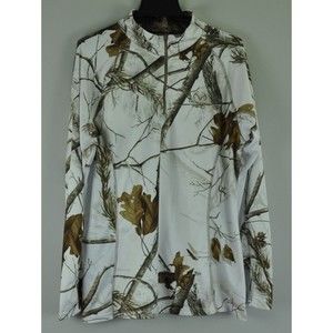 Realtree Real Tree Womens SZ 2XL 1/4 Zip White Snow Camo Shirt Long Sleeve